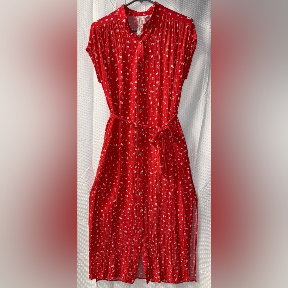 Sadie and Sage Dear Mama Botton Down Red Dress Size S